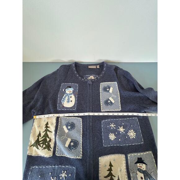 Croft & Barrow womens cardigan size XL winter theme ful zip - Picture 5 of 7